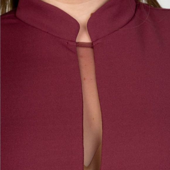 Red High Neck Mesh Mini Dress - Picture 3 of 4